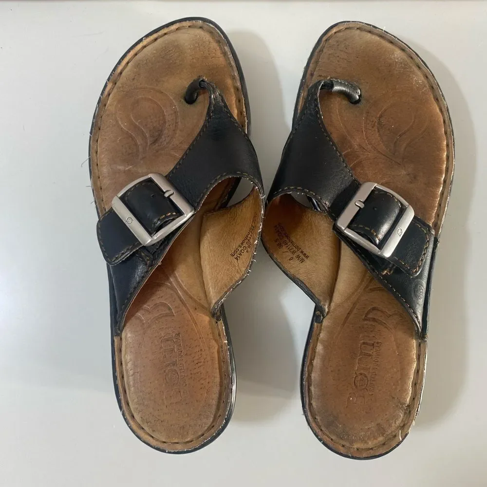 Women's Black Leather Sandals